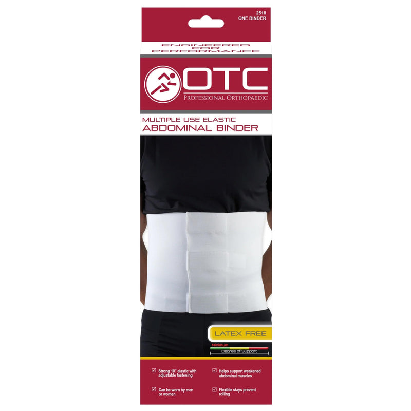 OTC Abdominal Binder, 10-Inch Chest and Rib Panel Support for Men and Women, Elastic, White, 3X-Large 3X-Large (Pack of 1)