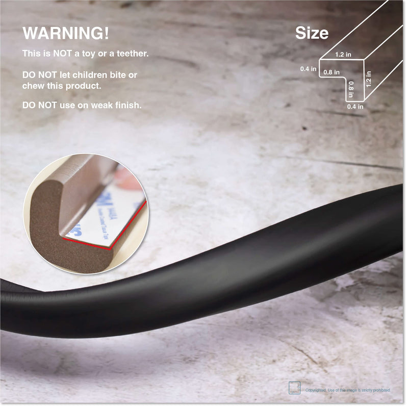 [Australia] - Roving Cove Edge Protector for Baby (6ft Large Edge Only), Hefty-Fit Heavy-Duty Soft Foam Furniture Edge Bumper Guards, Desk Edge Cushion, Wall Corner Covers, 3M Adhesive, Onyx Black Large 6 Foot (Pack of 1) 