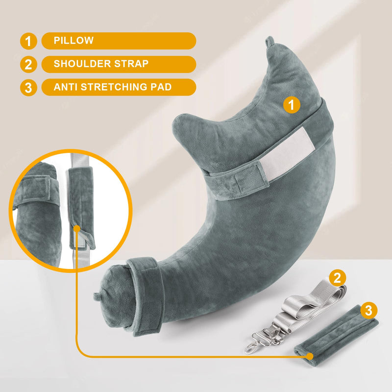 [Australia] - Shoulder Surgery Pillow Rotator Cuff Pillow with Strap Arm Pillow Shoulder Pillow for Shoulder Pain Arm Pillows for Adults After Surgery Rotator Cuff Surgery Recovery Pillow Grey L Large 