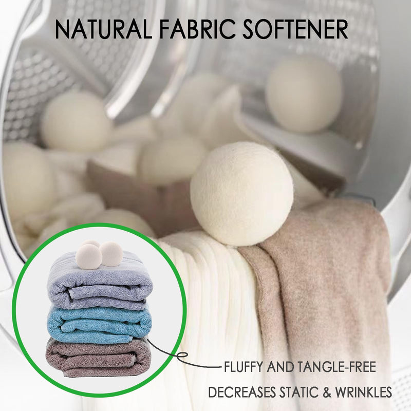 [Australia] - Wool Dryer Balls, 3 Count XL Dryer Lint Balls, Reusable Premium Natural Fabric Softener, Efficiently Add Essential Oils Instead of Dryer Sheets, Laundry Room Organization Essentials 