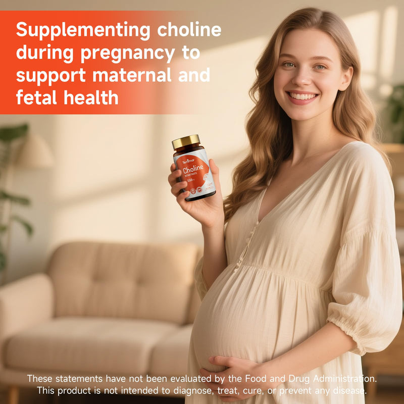 [Australia] - Choline Bitartrate 550mg, Supports Liver & Brain Health, High Absorption Choline Supplements, Non-GMO, Gluten-Free, Made in USA, 60 Vegan Capsules 60 Count (Pack of 1) 