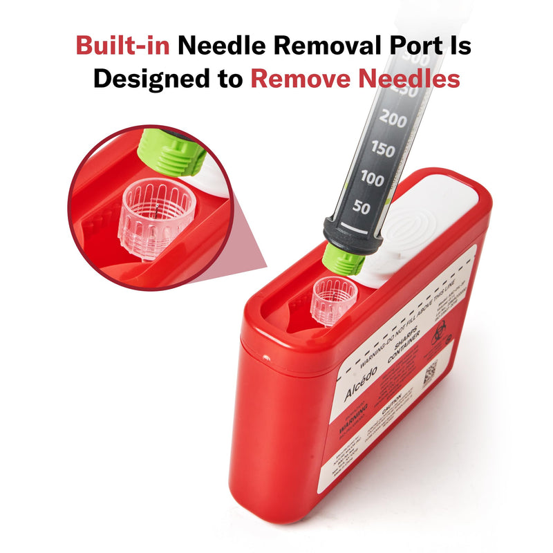 [Australia] - Alcedo Portable Sharps Container for Travel and Home Use (3-Pack), Small 0.1L Container for Diabetes Insulin Pen Needle Disposal, Biohazard Syringe Mini Container, Medical Grade 3 