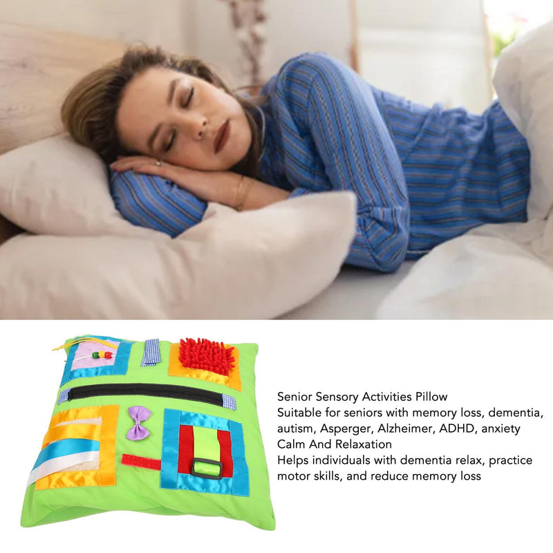 [Australia] - Pyhodi Dementia Pillow, 2 Sided Fidget Sensory Blanket, Fidget Pillow, Sensory Pillow for Alzheimer's, Asperger's, Autism Dementia Patients, Removable Gadgets, Shoelaces, 