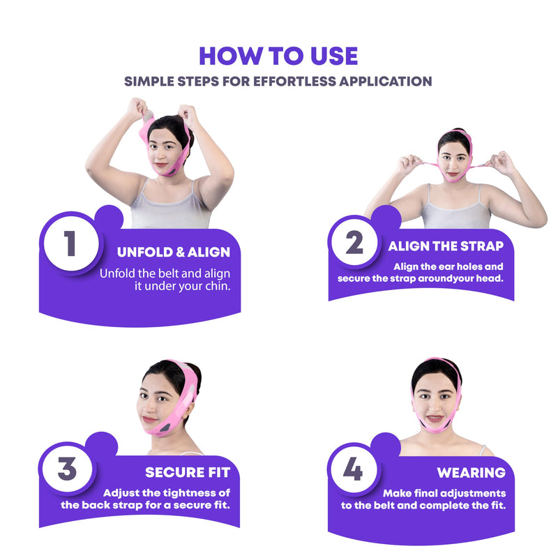 Silicone V Line Face Lifting Mask with Adjustable Double Chin Strap for Women Purple