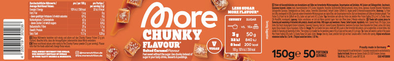 MORE Chunky Flavour, Salted Caramel, 150 g | flavour powder for sweetening, low in sugar and calories, with inulin and lactase, made in Germany