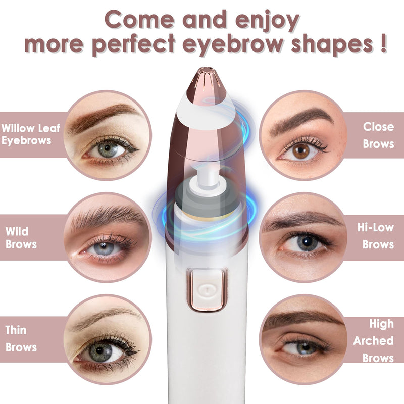 [Australia] - Gurelax eyebrow trimmer, electric USB rechargeable eyebrow trimmer epilator, LED light, painless eyebrow epilator with 2 replacement heads, eyebrow razor for women 
