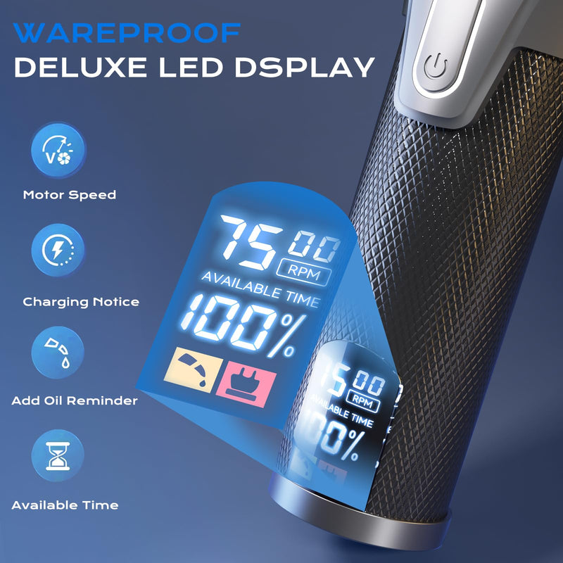 [Australia] - Hair Clippers for Men, Professional Cordless Hair Cutting and Trimmers Set with 7500RPM Powerful Motor & LCD Display, Mutil Function Mens Electric Hair Grooming Shaver Kit for Nose, Face, Body, Beard Black 
