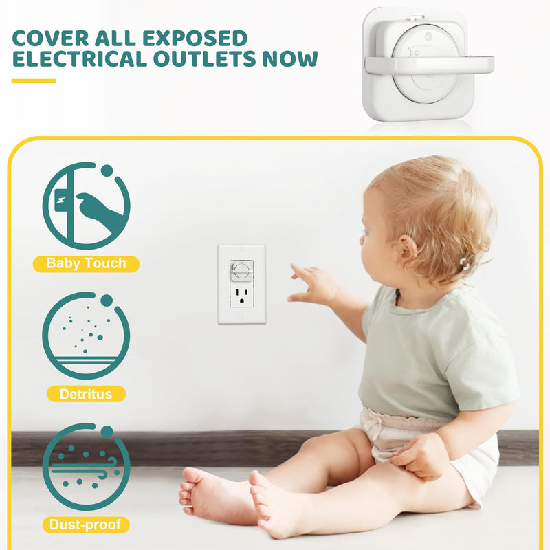 [Australia] - Baby Proofing Outlet Covers(45 Pack), Baby Proof Plug Covers with Hidden Pull Handle for Child Safety, Electric Socket Covers, Plug Protectors to Prevent Power Shock (White) White 