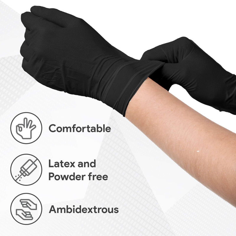 [Australia] - WECARE 8 Mil Nitrile Gloves - Heavy Duty Mechanic Gloves, with Diamond Grip - Powder and Latex Free Disposable Gloves Large 50 