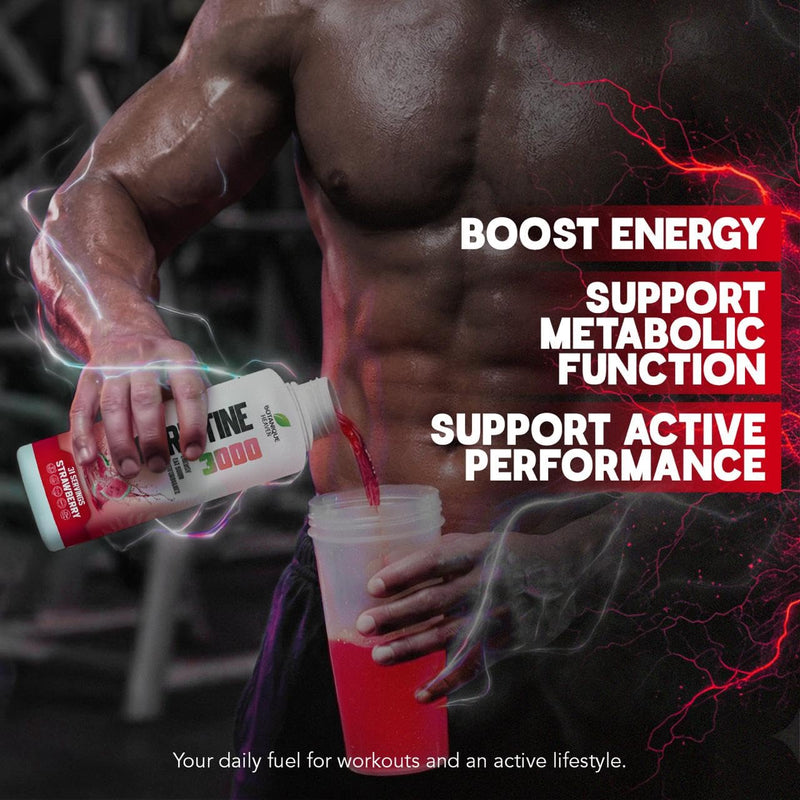 L-Carnitine Liquid 3000mg Per Serving | High Strength Liquid Carnitine | Energy & Metabolism Support | 31 Servings | Sugar Free, Vegan | Strawberry