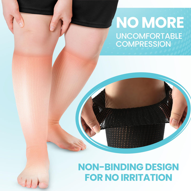 [Australia] - Bariatric Socks Extra Wide, Diabetic Socks for Women, Lymphedema Socks, Extra Wide Socks for Swollen Feet, Non-Binding Socks X-Large Black (1 Pair) 