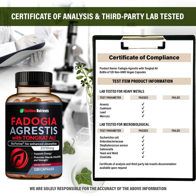[Australia] - Fadogia Agrestis 15,000mg + Tongkat Ali 100,000mg + BioPerine® [Highest Purity] - Supports Stamina, Strength, Muscle Health & Recovery, Drive & Performance - Non-GMO & Made in USA - 120 capsules 