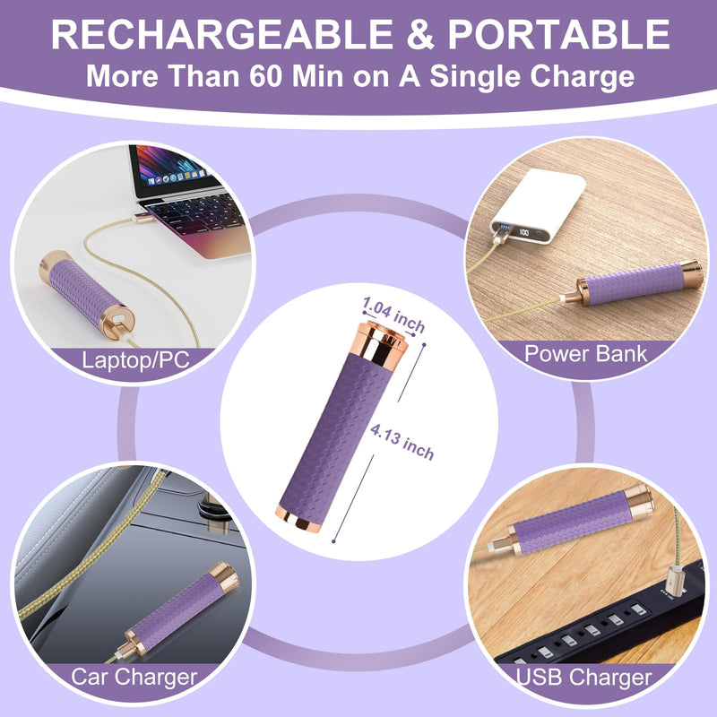 [Australia] - Facial Hair Removal for Women, Painless Rechargeable Hair Removal Device, Comes with 2 Replacement Heads, Portable Electric Shaver/Razor for Face, Chin, Upper Lip, arms and Peach Fuzz (Purple) Purple 