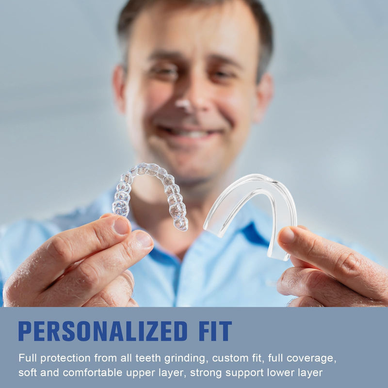[Australia] - Mouth Guard for Grinding Teeth at Night, Mouth Guard for Clenching Teeth at Night Upgraded Safety EVA Material, Night Guards for Teeth Grinding, Anti Grinding Guard for Adult with 6 Cleaning Tablets 1.8in*2.2in+1.8in*2.8in 4 