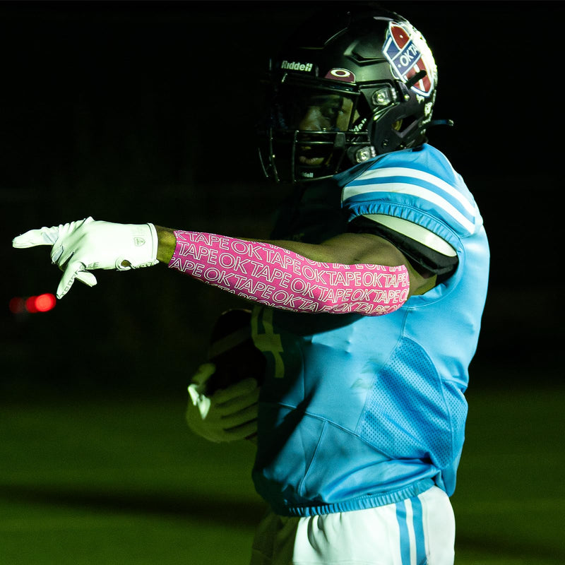 OK TAPE Turf Tape Football, Extra Wide Kinesiology Tape, Protects Arm from Turf Burn, Waterproof, Flexible, Super Sticky, White Athletic Tape (4 Inch x 30 Feet) Uncut 10yds Ok White