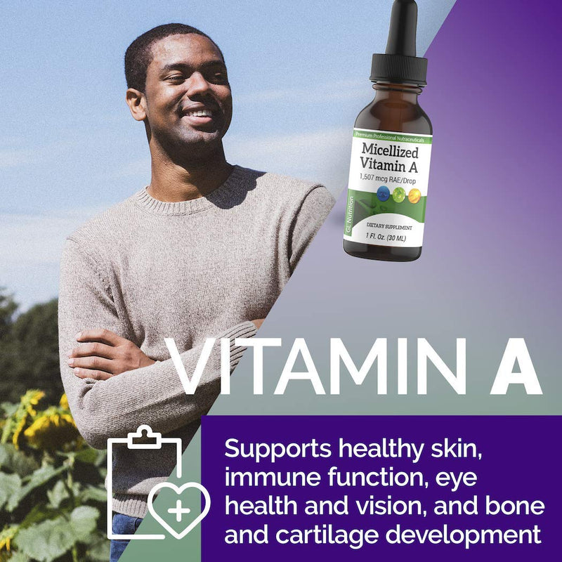 [Australia] - Micellized Vitamin A Drops | Liquid Vitamin A Supplement for Men & Women | Premium Liquid Palmitate & Beta Carotene Drops - 1,507mcg RAE - Equivalent to 5025IU per Drop | 1 Oz 