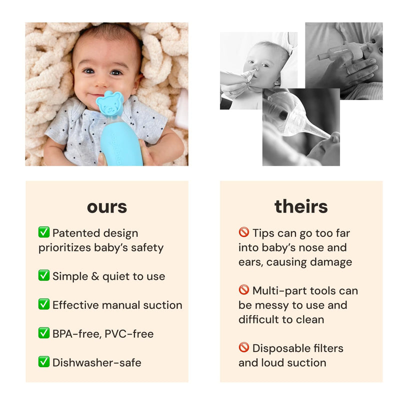 [Australia] - oogiebear: Baby Nasal Aspirator - Safe Booger & Earwax Remover for Newborns, Infants, Toddlers - Better Syringe, Airtight Suction, Nose Sucker - Essential Baby Stuff, Diaper Bag Must-Haves, Blue 