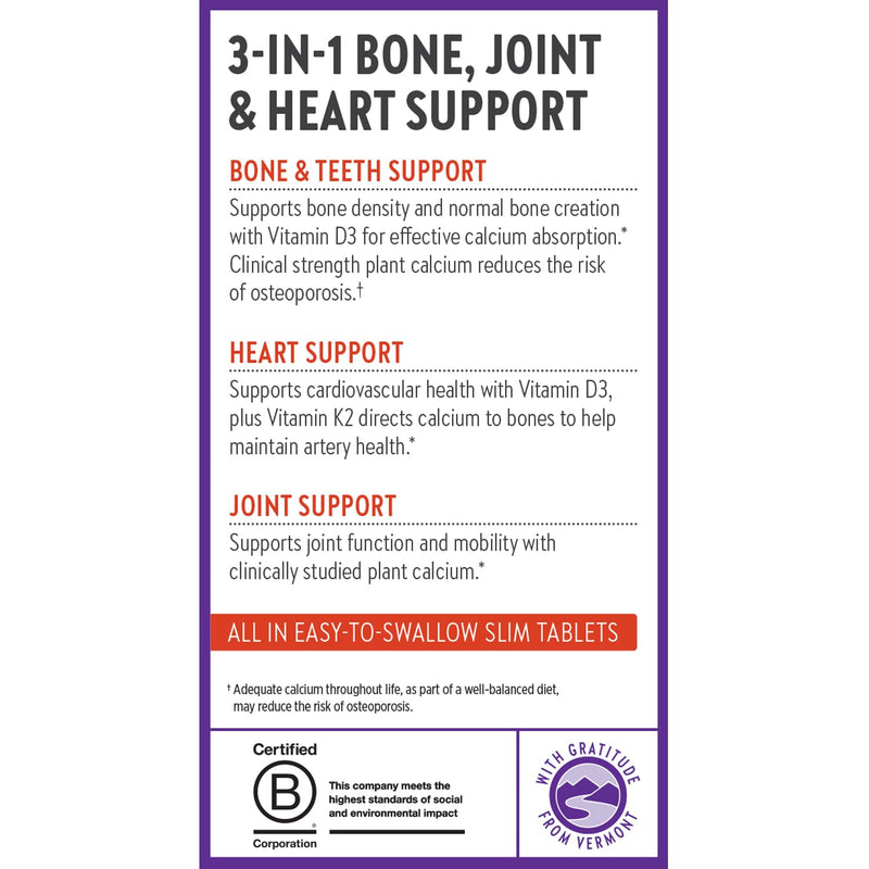 New Chapter Bone Strength Take Care - Bone & Heart Health Supplement - Clinically Studied Plant Calcium from Red Marine Algae - Vegan, Organic, Gluten Free & Kosher - 120 Slim Tablets 120 Count (Pack of 1)