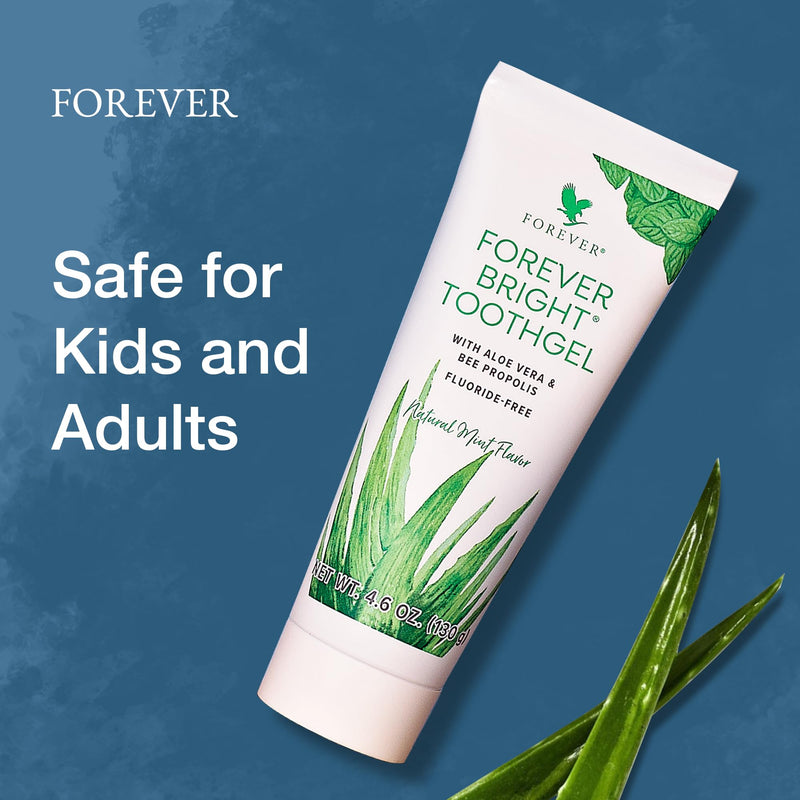 [Australia] - Forever Living - Bright Toothgel, Fluoride-Free Aloe Vera Gel with Bee Propolis, Peppermint-Spearmint Flavor, 4.6 oz, 2 Pack Mint 4.6 Ounce (Pack of 2) 