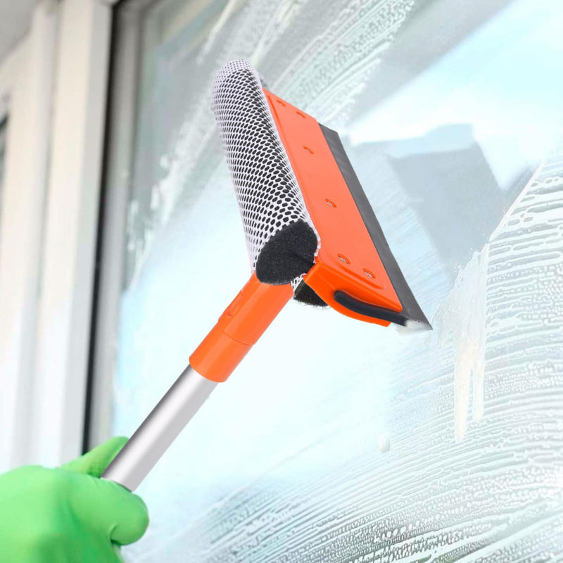 [Australia] - Window Squeegee for Home, Window Cleaner Tool with Extension Pole 20''-30'', Window Washer for Shower, Car Windshield, Mirror, Glass Cleaning Orange Telescopic Squeegee 