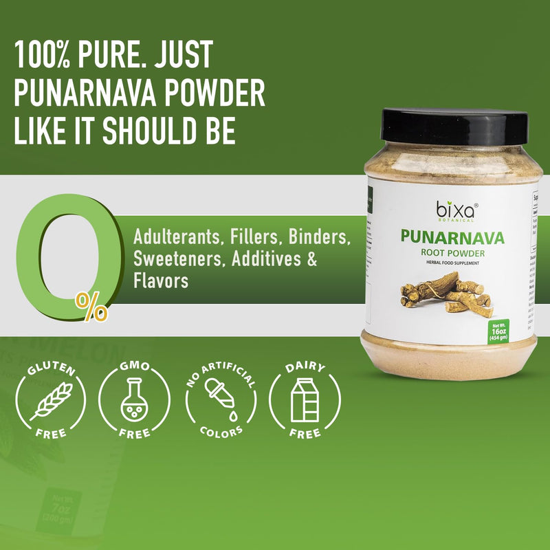 [Australia] - bixa BOTANICAL Punarnava Powder, Boerhavia Diffusa ‚Äì Supports Kidney Detox and Liver Health ‚Äì Steam Treated, Vegan, Non-GMO, 100% Pure Ayurvedic Herbal Supplement, 16 Oz 16 Ounce (Pack of 1) 