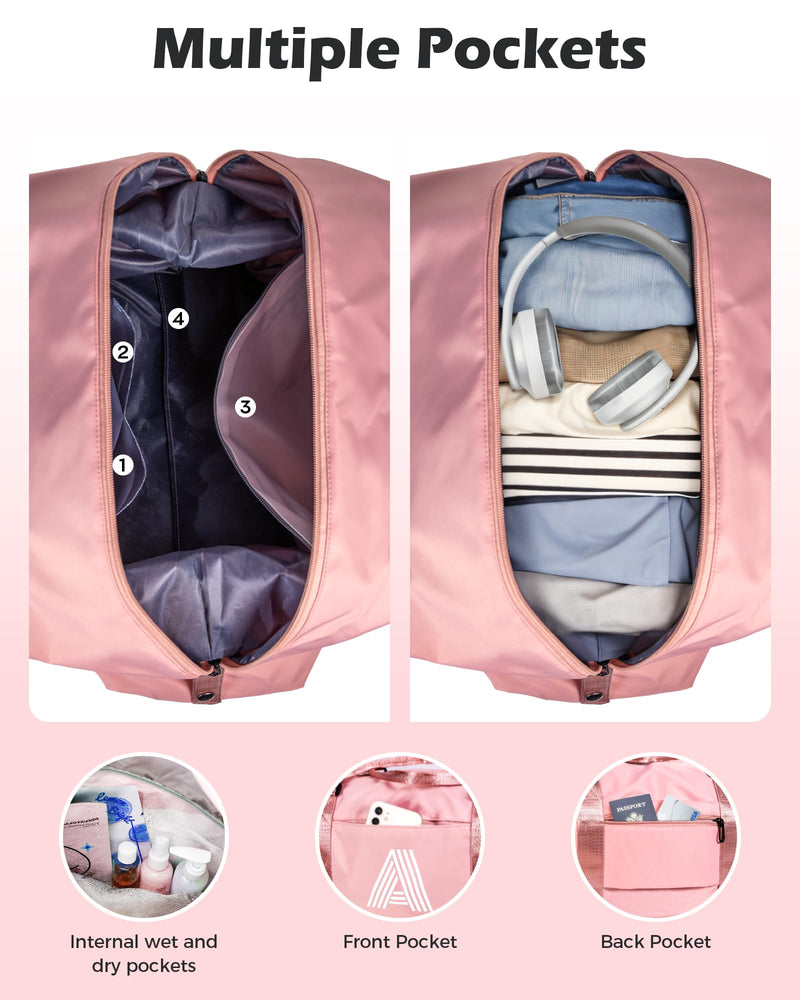 Birthday Gifts for 12 13 14 15 16 Year Old Girl Travel Duffel Bag | Personalized Weekender Bag,Monogram Overnight Bags, Trendy Stuff Gifts for Girls Friend Birthday Gift (Letter H) Pink