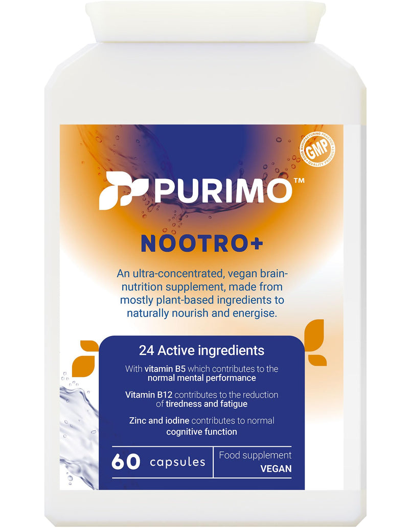 Nootro+ Nootropic Brain Supplement | Nootrpoics | for Focus, Energy, Mental Performance, Memory | 24 Active Ingredients | Guarana, Bacopa, Ginko, Caffeine, L-theanine, Green Tea Leaf, Vitamin B12