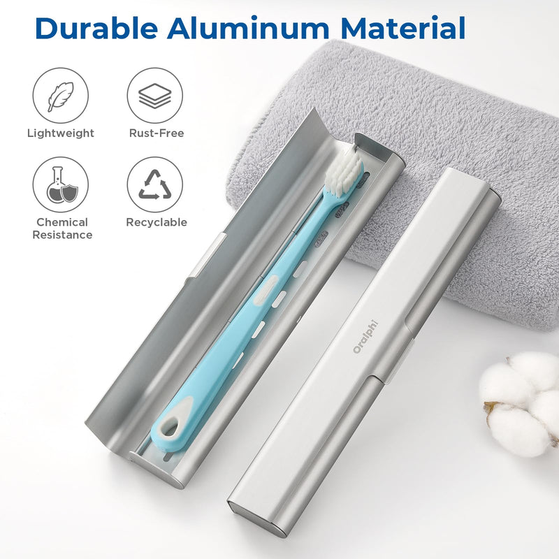 [Australia] - Aluminum Toothbrush Travel Case, Portable Travel Toothbrush Holder, Durable Manual Toothbrush Box Container for Traveling, Bathroom, Camping, Business Trip-1Pack Silver 1 Pack 