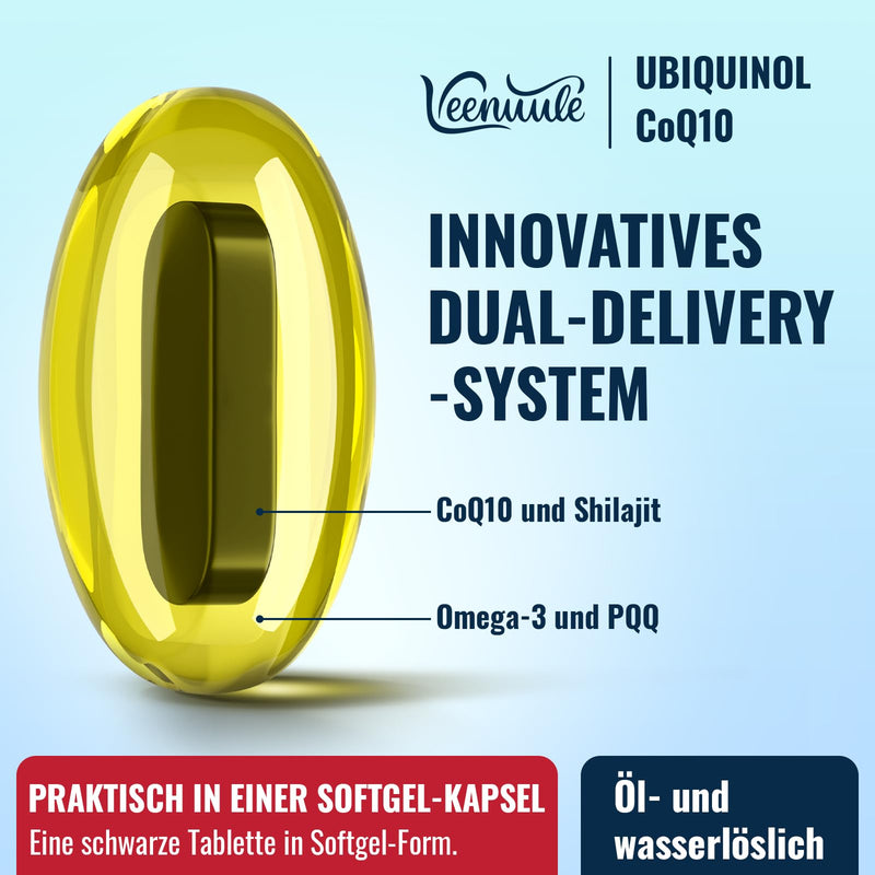 [Australia] - Ubiquinol CoQ10 600 mg Soft Gel Capsules with Shilajit Extract 300 mg, Omega-3 150 mg, PQQ 20 mg - Dual Delivery System - Improved Absorption (60 Pieces, Pack of 1) 60 Pieces (Pack of 1) 