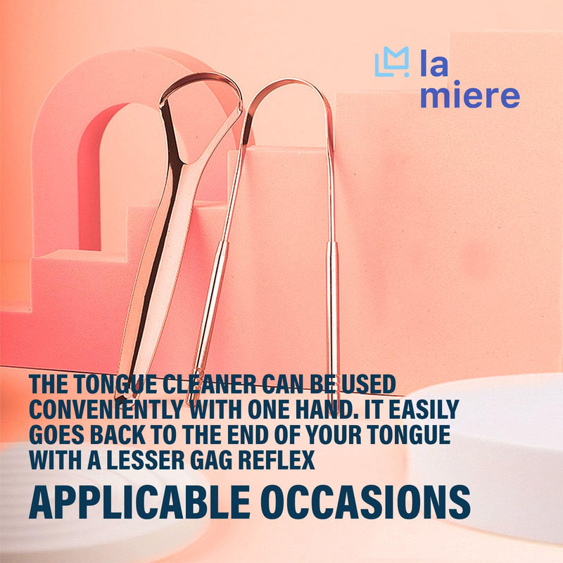 [Australia] - Pure Rose Gold Tongue Scraper for Adults - Oral Care & Hygiene Natural Tongue Cleaner for Fresher Breath - Tongue Scraper with Natural Cotton Bag (2 Piece/Pack) 