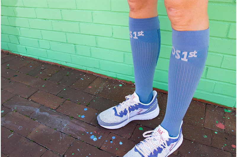 OS1st FS4 Compression Bracing Plantar Fasciitis Socks relives heel pain, improves circulation and overal foot health Small Blue