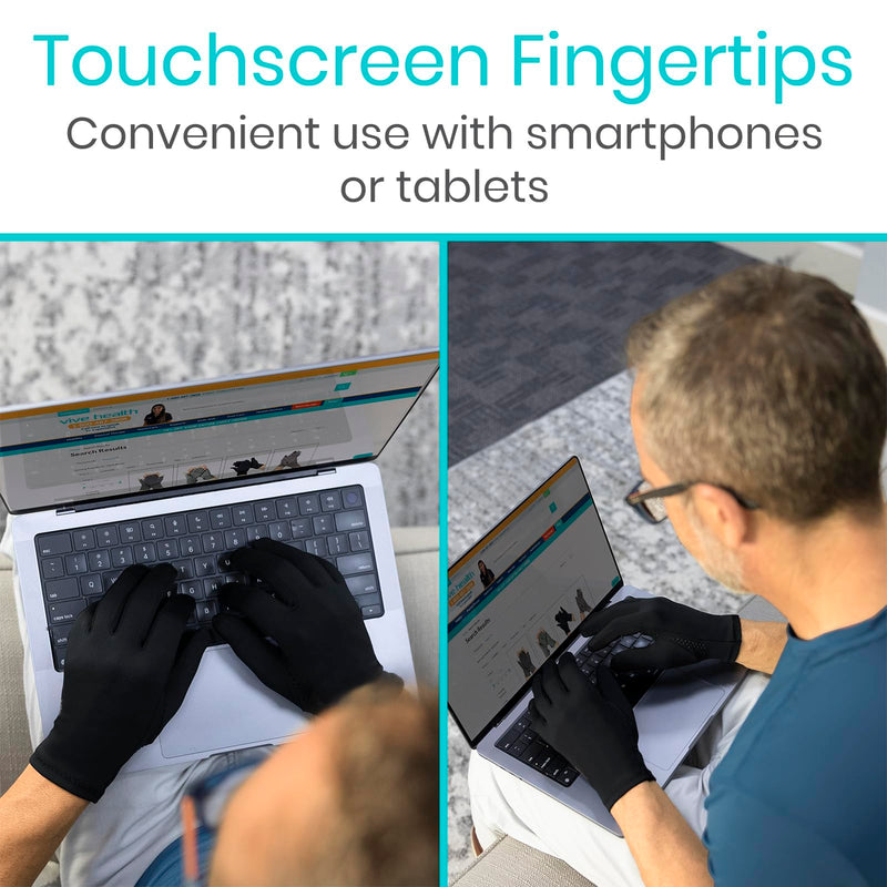 [Australia] - Vive Copper Arthritis Gloves - Full Hand Compression Touchscreen Finger - For Carpal Tunnel, Rheumatoid, Joint Pain, Inflammation - Flexible Wrist and Thumb Pressure Relief for Typing - For Men, Women Black Small 