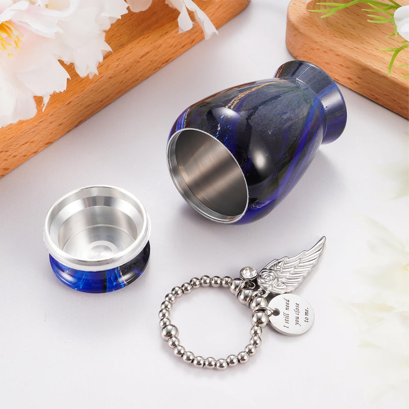 [Australia] - Dletay Small Urns for Human Ashes 2.85 Inch Mini Cremation Urns for Mom Dad Aluminum Keepsake Urns for Ashes Mini Keepsake Sharing Urns-Navy Blue Navy Blue 