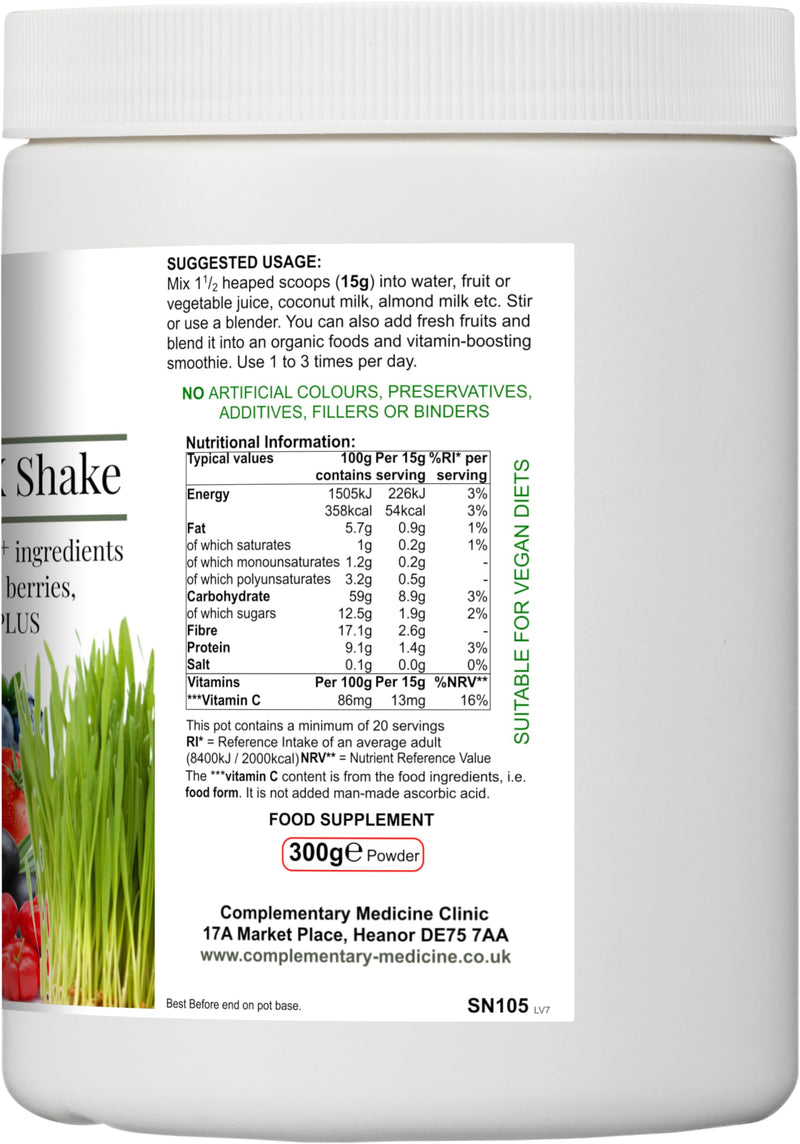 Superfood MAX Shake - 35 Superfoods - Organic Supergreens - 20 Servings - Pure & Vegan - 300g Powder