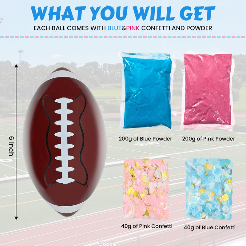 Gender Reveal Football Gender Reveal Kit Football with Confetti&Powder Blue and Pink Boy or Girl Exploding American for Games Baby Shower Party Supplies and Ideas