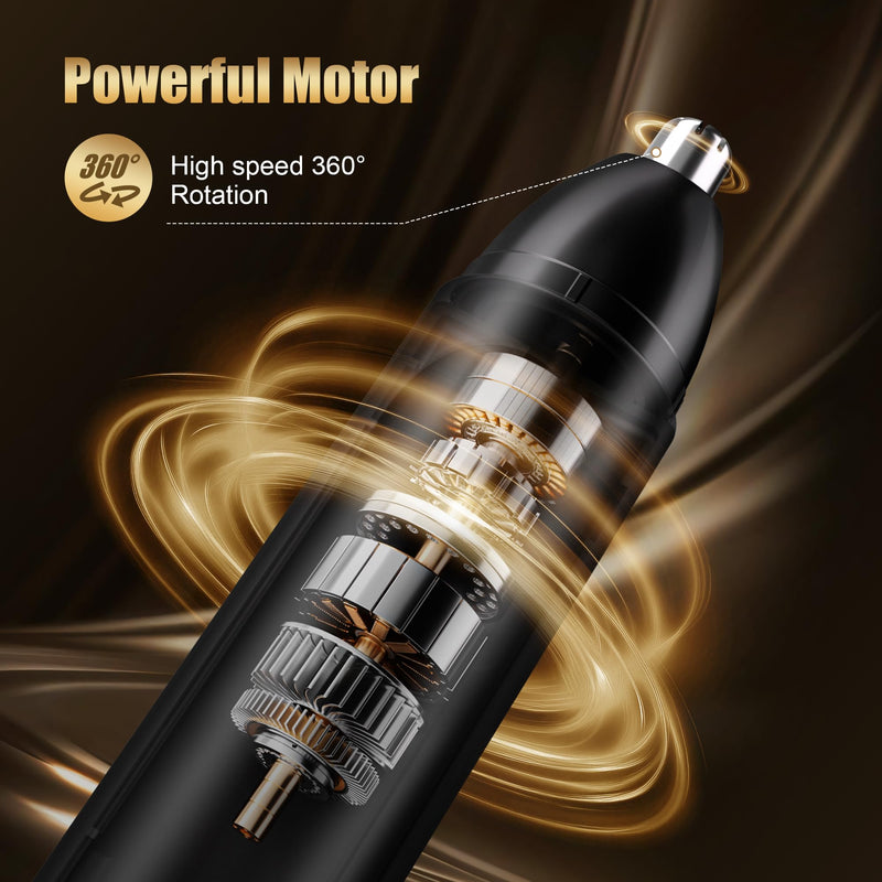 [Australia] - Ear and Nose Hair Trimmer for Men Women, 3-in-1 Professional Painless USB Rechargeable Eyebrow Trimmer, Nose Hair Trimmer for Men, Facial Hair Remover with Powerful Motor, Black 