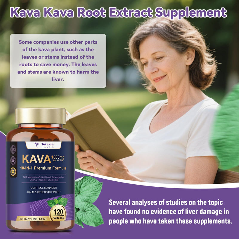 [Australia] - Kava Kava Root Extract 1000mg with Magnesium - 50% Kavalactones, L Theanine, Ashwagandha Herbal Blend for Balanced Mood, Relax Calming, Sleep, Mood, Cognitive & Immune Support - 120 Veg Capsules 