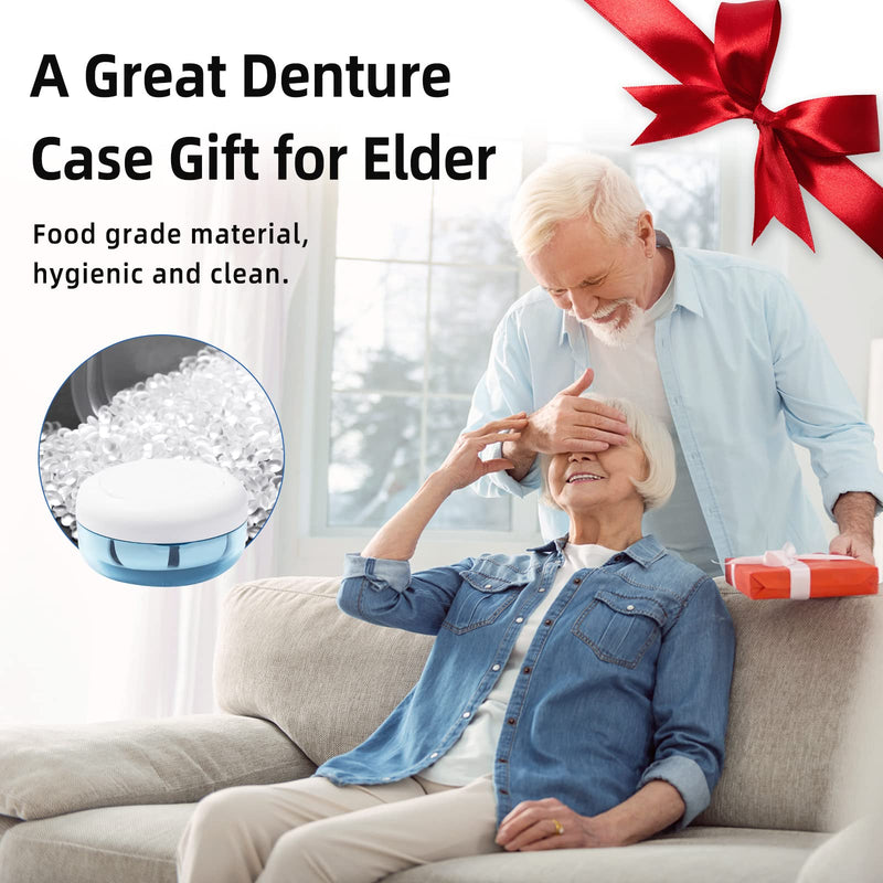 [Australia] - Leak Proof Denture Cup Kit Portable Retainer Case Perfect for Travel, Denture Case Container Cleaning Care for Dentures Aligner Mouth Guard with Denture Brush,Strainer, Removal Tool and Mirror White 