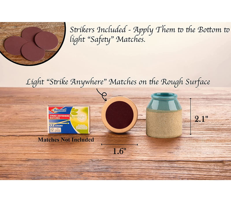 [Australia] - Match Cloche Decorative Matches Jar with Match Striker Set of 2 Mini Pottery Match Holder with Striker 
