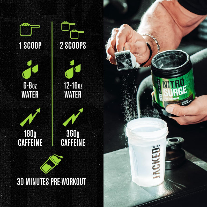 [Australia] - Jacked Factory NITROSURGE Pre Workout Supplement - Endless Energy, Instant Strength Gains, Clear Focus, Intense Pumps - NO Booster & Preworkout Powder with Beta Alanine - 30 Servings, Cherry Limeade 30 Servings (Pack of 1) 