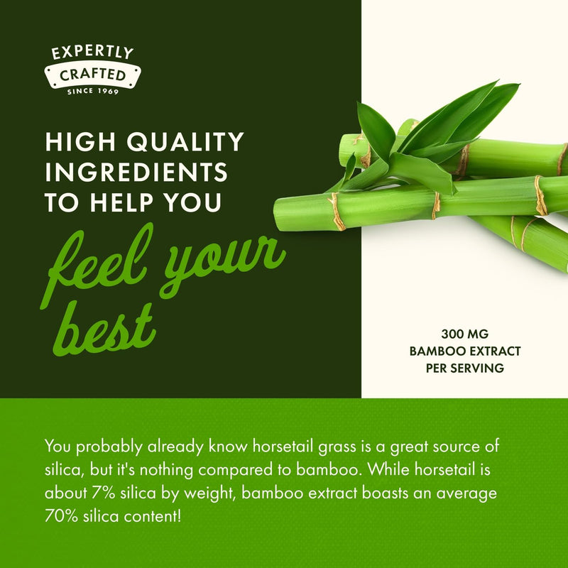 [Australia] - Swanson Bamboo Extract - Natural Hair, Skin and Nails Supplement - 70% Silica Content Supporting Collagen Formation & Bone Growth - (60 Veggie Capsules, 300mg Each) (3 Pack) 