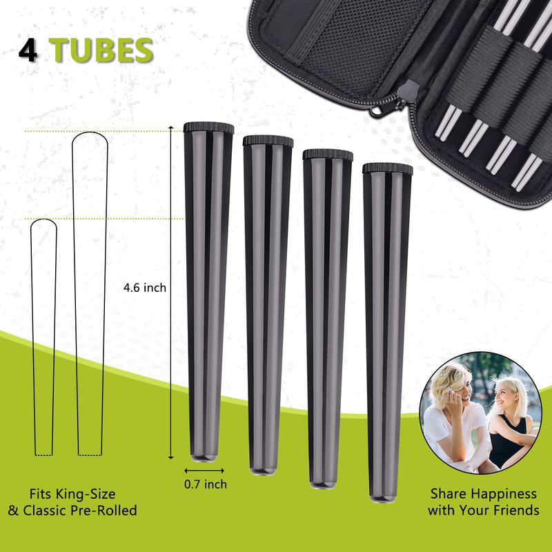 [Australia] - OZCHIN Smell Proof Bag with 4 Tubes Odor Proof Bag Carbon Lined Pipe Pouch Odorless Bag King Size Medicine Locking Storage Container Fit in Pocket for Traveling -Great Gifts for Friend(Black) Black 