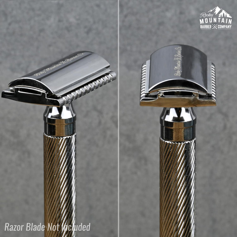 [Australia] - Men's Double Edge Safety Razor - Premium, Heavy Duty Safety Razor, 3 Piece Closed Comb Design For a Closer Shave - Made with Brass & Metal Finish by Rocky Mountain Barber Company 