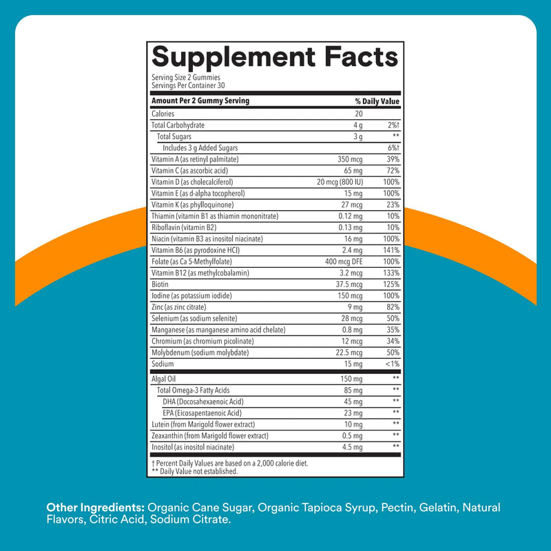 SmartyPants Teen Guy Plus Multi & Omegas Multivitamin Gummies with Omega 3 DHA/EPA, Vitamins D3, C, B12, B6, A, K, Zinc, Folate, Gluten Free, Clean Label, Pineapple Orange, 60 Gummies (30 Day Supply) 1 Count (Pack of 1) Multi + Omega