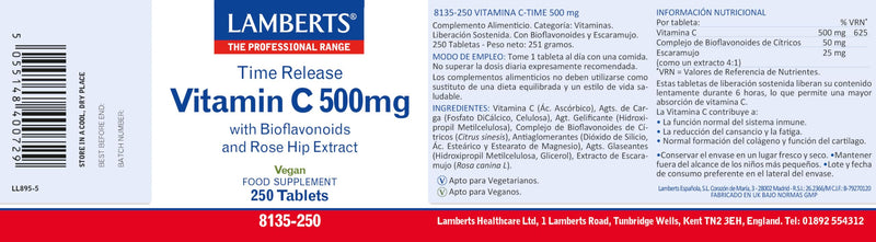 Lamberts Vitamin C Sustained Release 500mg - 250 Tablets