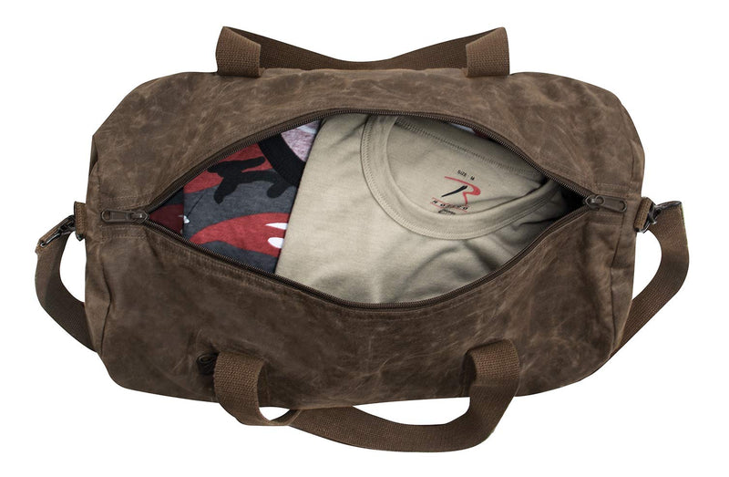 Rothco Waxed Canvas Shoulder Duffle Bag (Brown, 19 inch)