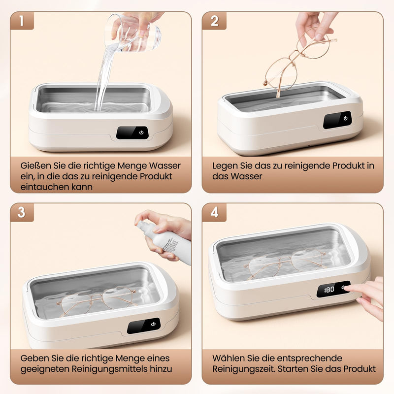 [Australia] - Ultrasonic Cleaner Glasses 49000Hz, 640ml Glasses Cleaner, Ultrasonic Cleaner with 4 Speeds, Ultrasonic Cleaner Suitable for Glasses, Jewelry, Watches, Dentures, Coins, etc. 