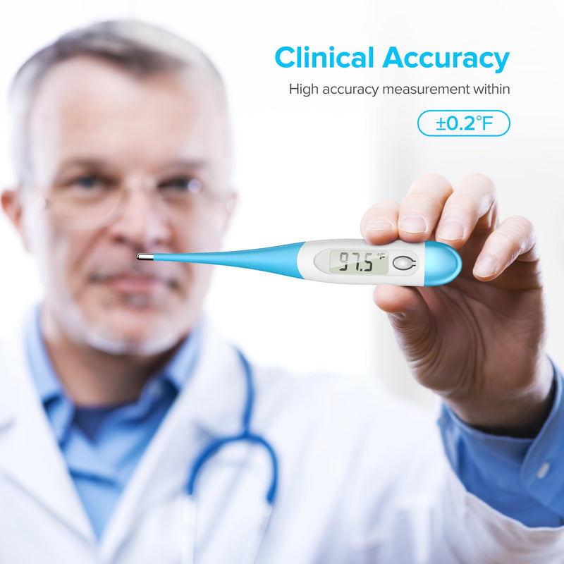 [Australia] - Thermometer for Adults with 10 Seconds Fast Accurate Reading, Baby Thermometer for Oral, Rectal or Under Arm Use, Digital Thermometer with Fever Alarm, Large LCD Display, GF-MT501 
