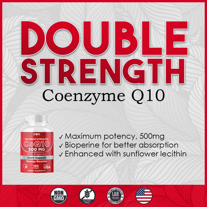 Dr. JOEL'S MOM Nutrix CoQ10 500mg – Cellular Energy Production Support – Best Absorption with Bioperine – 150 Softgels – Made in USA
