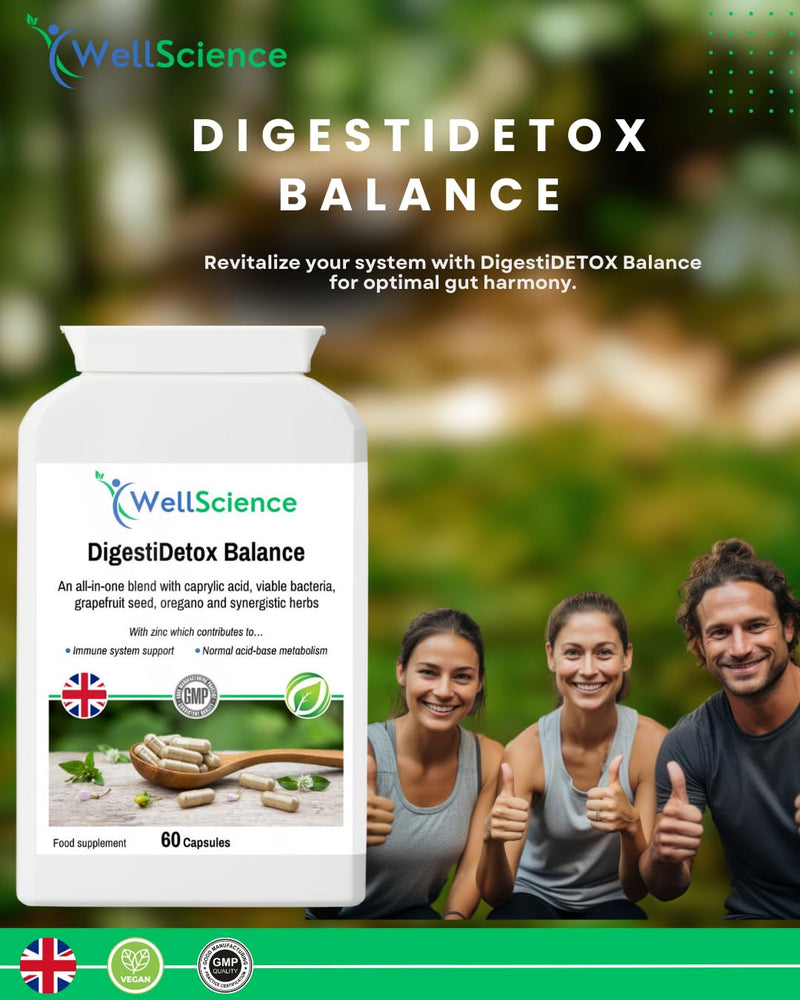 DigestiDetox Balance: Immune Support, Digestive Health, and Metabolism Booster - All-in-One with Caprylic Acid, Probiotics, and Natural Herbs
